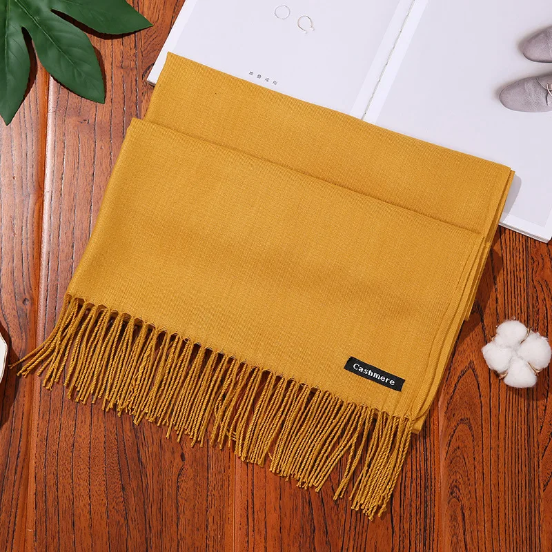 Thickened Winter Scarf Polyester 250g Pulled Hair Solid Color Fringed Shawl