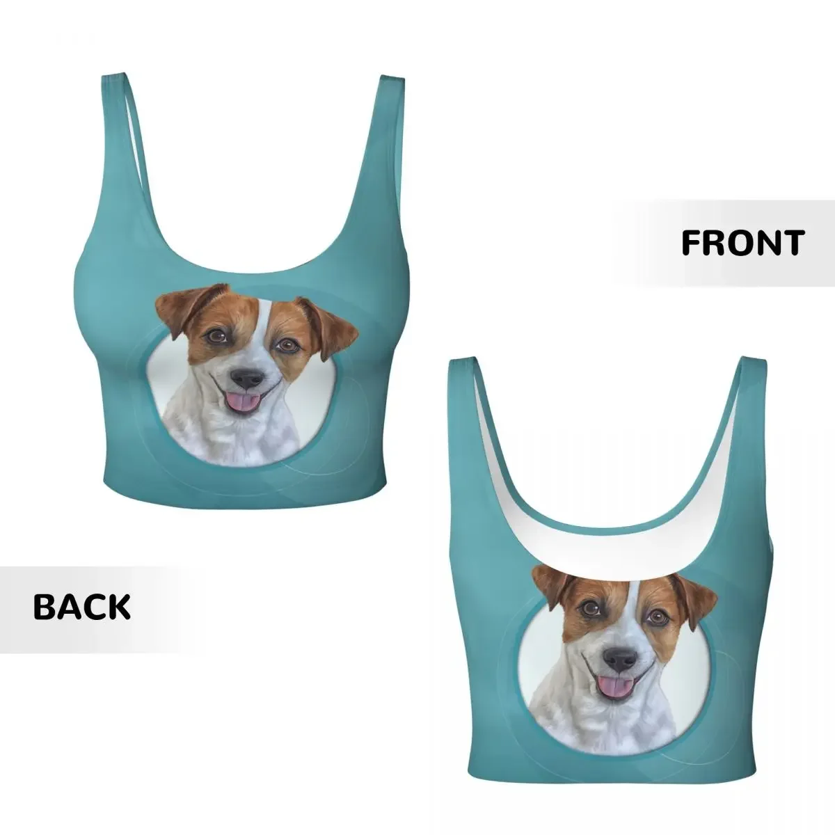 Custom Dog Jack Russell Terrier Drawing, Illustration Funny Dog Women Sports Vest Bra Gym Workout High Impact Crop Tank Tops