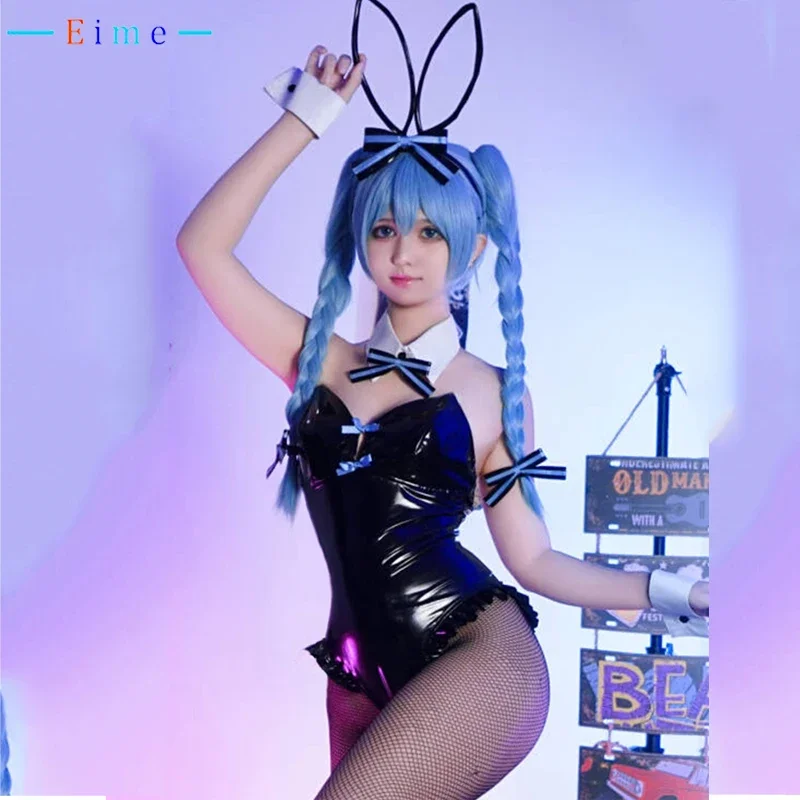 

Women Sexy Bunny Suit For Miku Cosplay Costume Black Jumpsuit With Ears Halloween Carnival Uniforms Custom Made