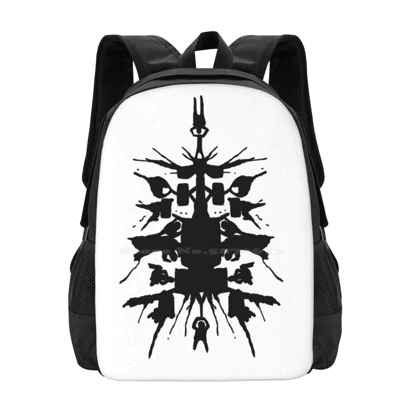 Racing Rorschach Pattern Design Laptop Travel School Bags Rorschachtest Inkblottest Racingart Pitstop Black White Lollipopman