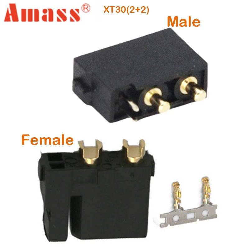 Оригинальный 2/5 шт. Amass XT30 (2 + 2)-F XT30PB (2 + 2)-M штекер и гнездо с позолоченным штекером для радиоуправляемого дрона, самолета, автомобиля