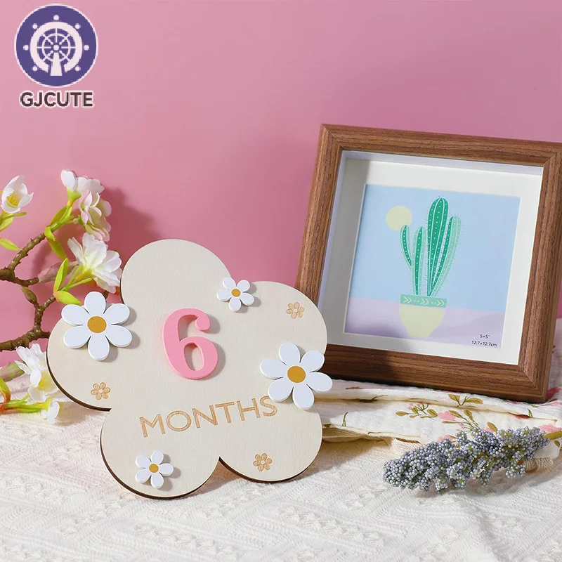Accessori per fotografia di fiori per neonati Puntelli per fotografia per neonati Accessori per bambini Pietra miliare Adesivo in legno Puntelli per riprese Regali