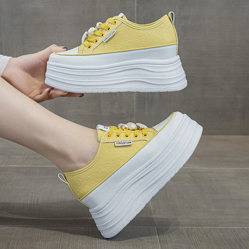 Zapatos de Mujer para Otoño con Aumento de Altura de 9CM, Zapatos de Moda de Suela Gruesa para Uso Diario, Zapatillas Cómodas y Zapatos de Ocio