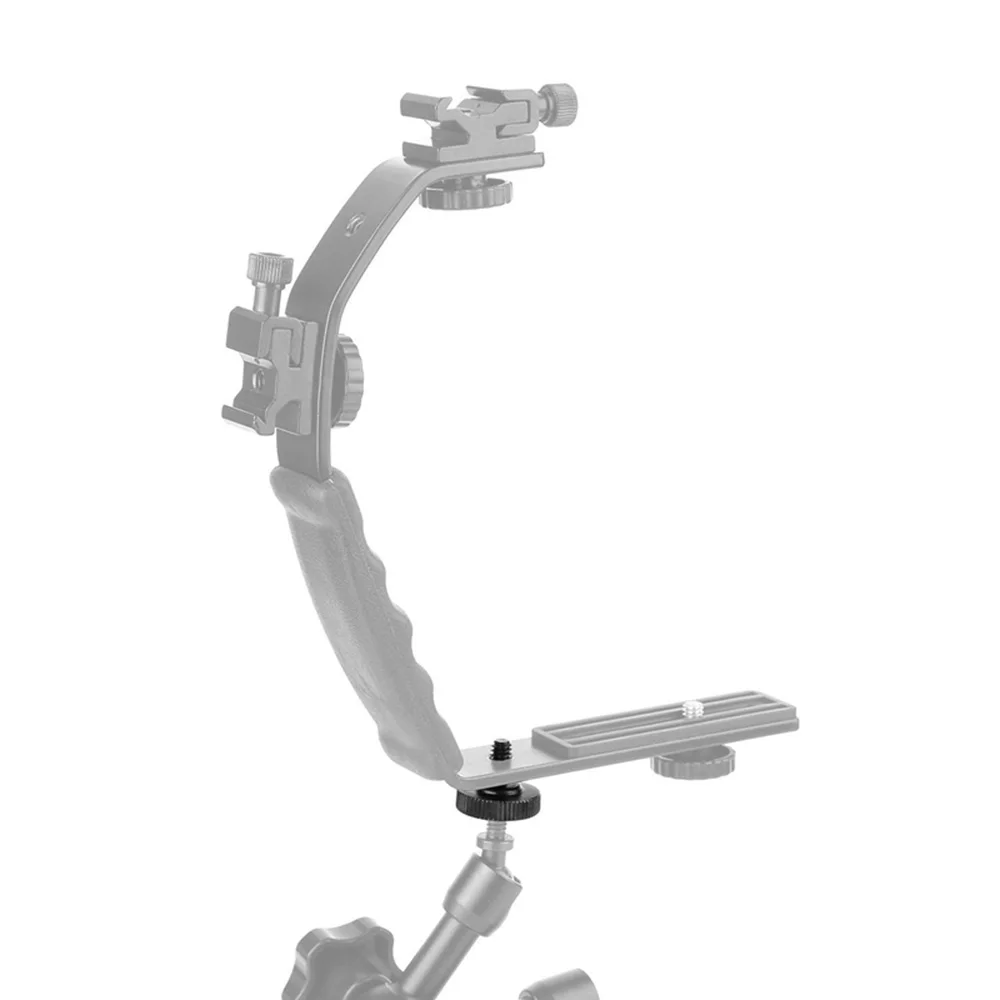 Tornillo de pulgar de liberación rápida para cámara, tornillo de pulgar de 1/4 pulgadas, adaptador de montaje de soporte doble en L, rosca hembra inferior para placa de trípode DSLR