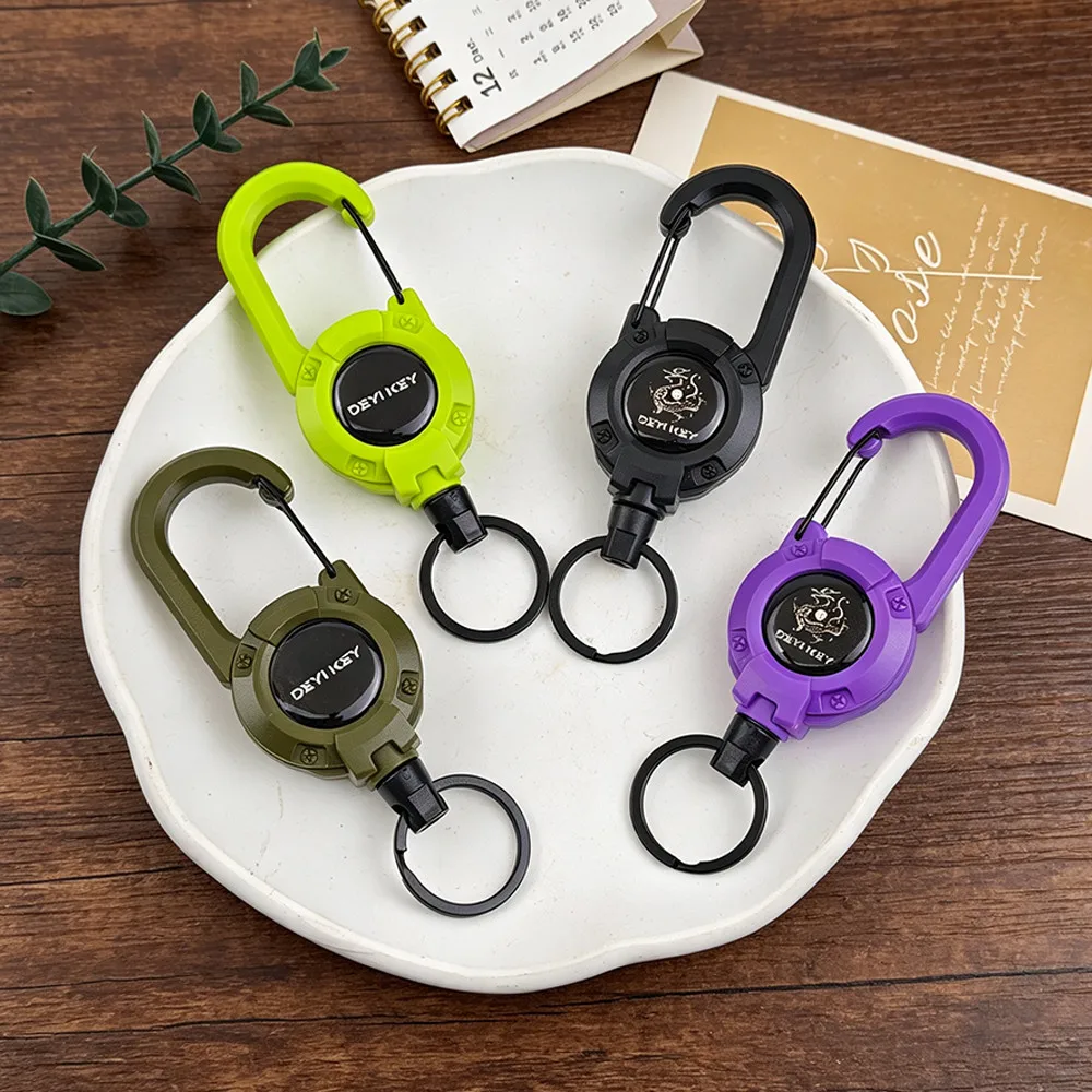 Multicolor Outside Keychains Classic  Stretchable Steel Wire Rope Keyring Backpack Decor