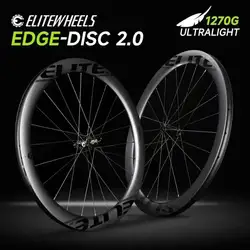 ELITEWHEELS EDGE 2.0 Carbon Disc Wheelset Ultralight 1270g Ratchet System 36T HUB Wing 20 Spoke Centert lock Ceramic bearing hub