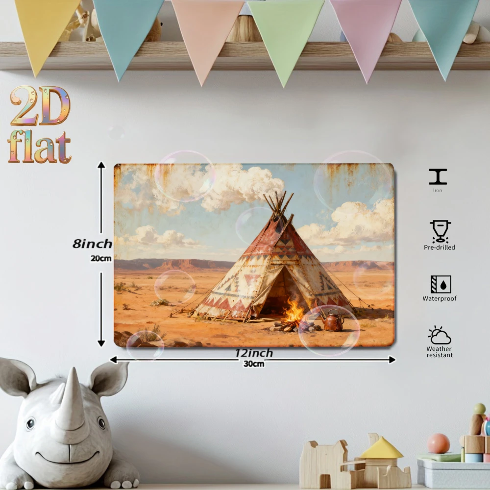 2D flat, Retro metal decorative painting , 8x12 inches ,Home decoration, Christmas atmosphere,daily gifts,  Suitable for Lawn