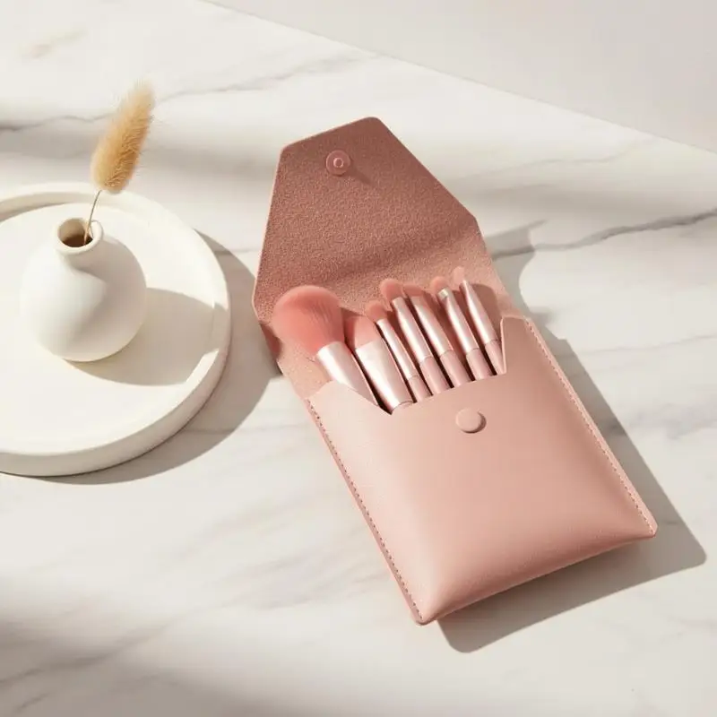8 PCS Premium Professional Makeup Brush Set Soft Synthetic Bristles Portable PU Case For Daily Use Travel And Beauty Enthusiasts