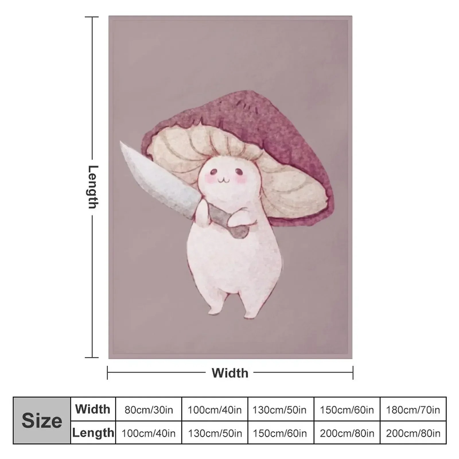 Cute mushroom with a knife Throw Blanket couch cozy soft plush fuzzy picnic outdoor blanket