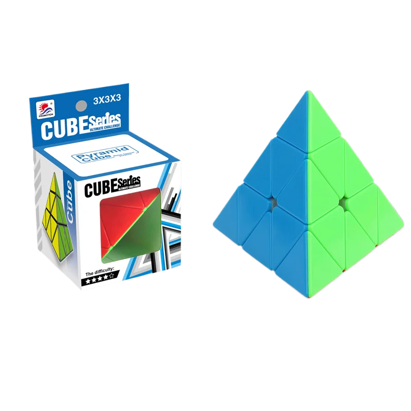 어린이 피라미드 큐브 3x3x3 매직 트라이앵글 스피드 Pyraminx 큐브 부드러운 두뇌 티저 장난감 퍼즐 게임 STEM 교육 장난감