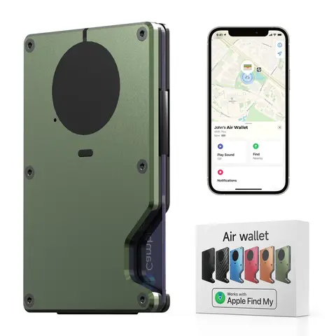 Wallet With Built In Airtag Chip, Rfid Blocking Credit Card Holder, Slim Wallet For Men, Compatible With Apple Find My ios Only