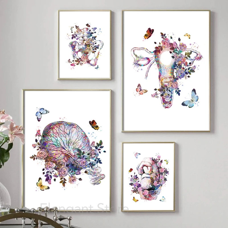 Physician Gift Medical Device Watercolor Art Painting Canvas Print Caduceus Stethoscope Microscope Poster Clinic Wall Art Decor