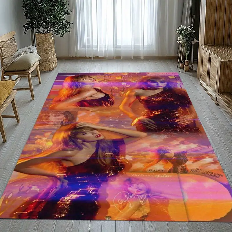 Fashion Eras Tour T-Taylor Music Area Rug,Non-Slip Carpet Mat for Living Room Bedroom Playroom,Sofa Floor Rug,Home Decor Gift
