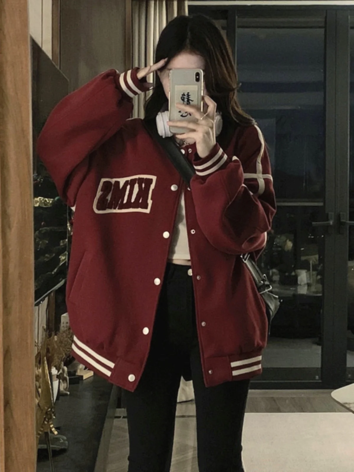 

Baseball Jackets Nylon Satin Womens Spring Seductive Girlish Windproof Sportwear Kpop Elastics Vacation Slit Minimalist Sashes