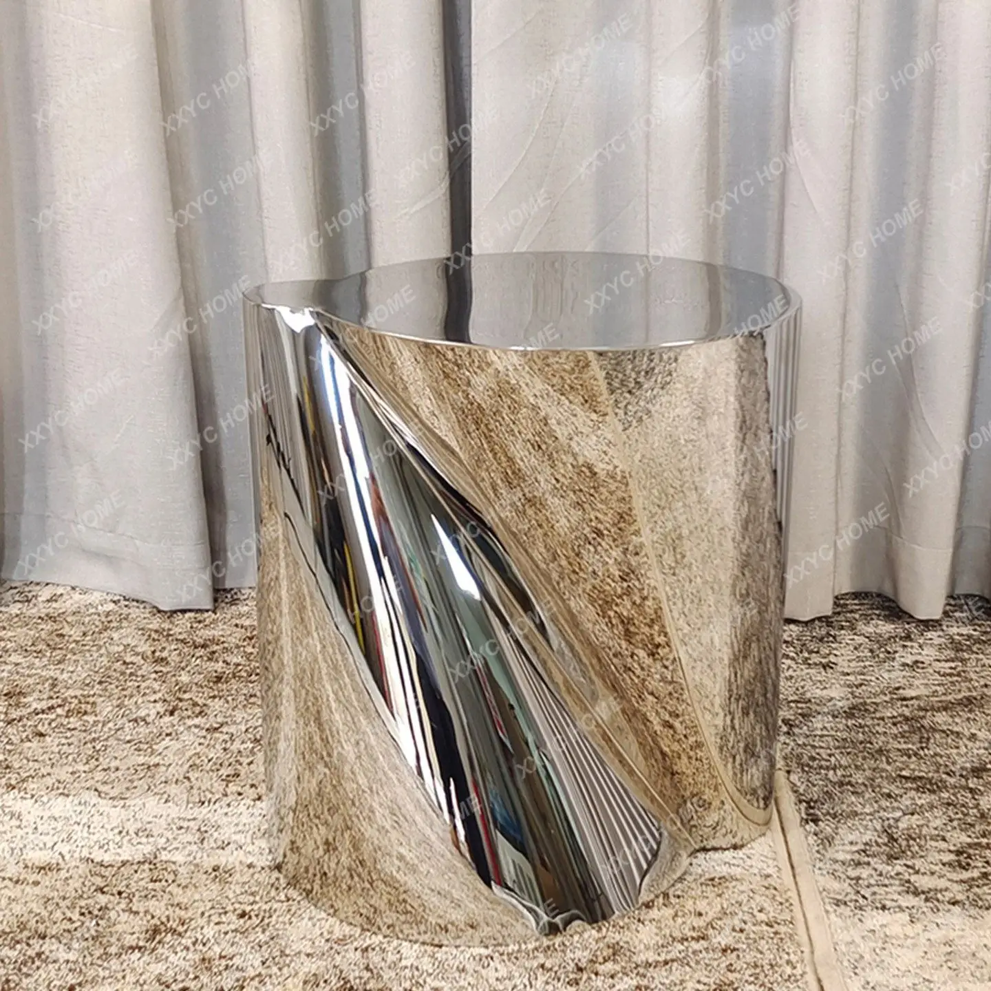 Accessible luxury creative all stainless steel corner table simple sofa shaped living room for home small table corner
