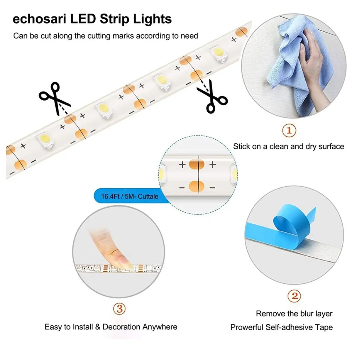 PROMOTION~ Strip Lights Battery Operated 16.5Ft Closet Strip Lights with Remote for Bedroom, Kitchen Cabinet Décor (Warm White)