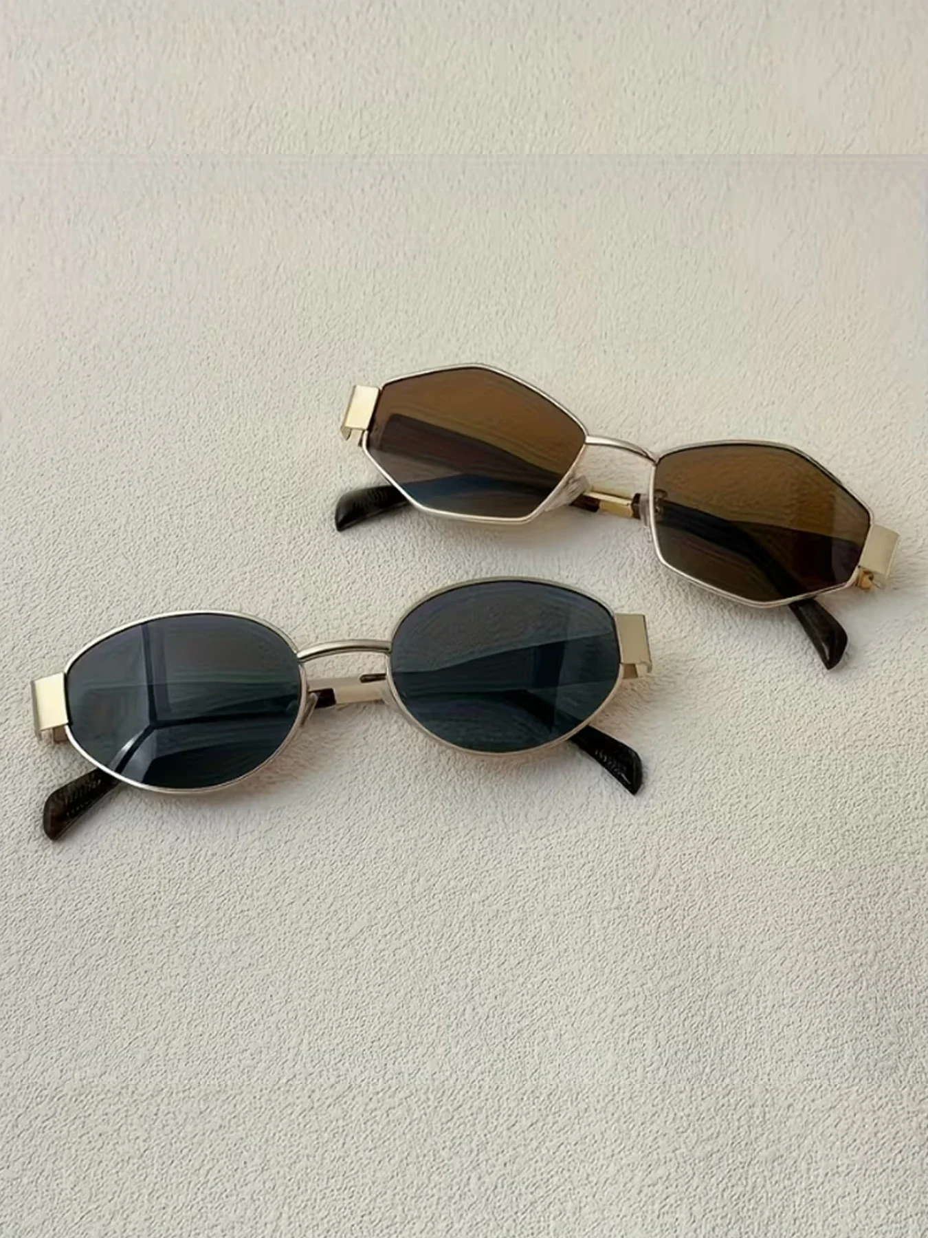 2-teiliges Sommer-Trend-Brillen-Set mit Rauten-Oval-Rahmen, Modische Brillen Geeignet für den Täglichen Arbeitsweg und Straßenfotografie-Zubehör – Detail 1