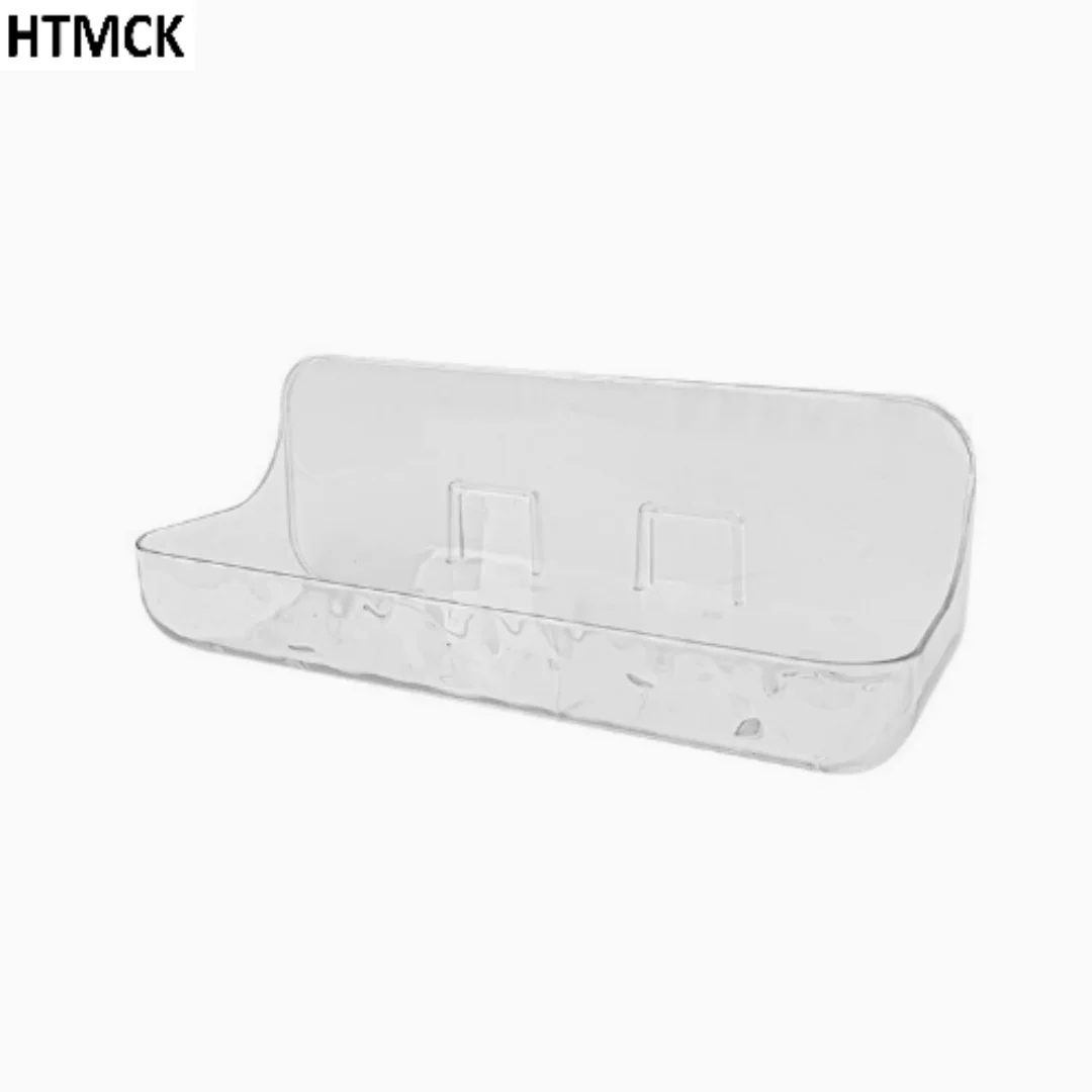 HTMCK No-Drill Bathroom Wall Shelf, Transparent Storage Box, Wall Mount Organizer for Skincare, Perfume, Body Wash & Toiletries