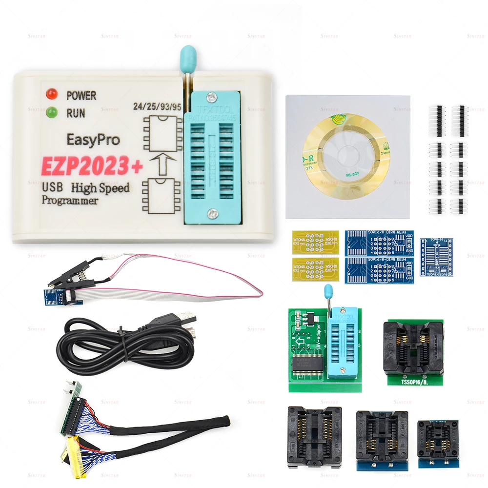 100% Original EZP2023 USB SPI Programmer with 12 Adapter Support 24 25 93 95 EEPROM Flash Bios Minipro Programming Calculator