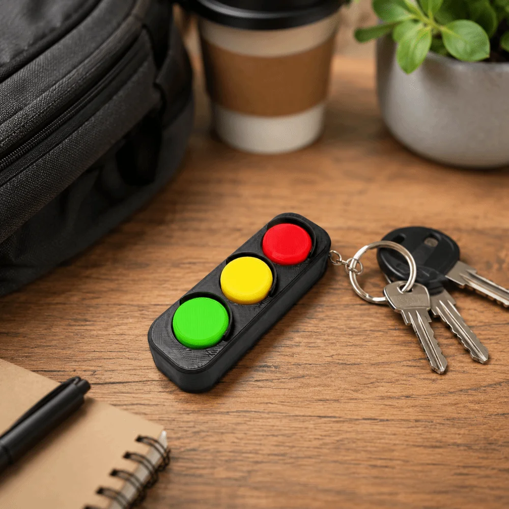 3D Printed Fidget Clicker Keychain Lightweight Compact Mini Fidget Pleasant Touch Clickable Functions Stress Relief Hand