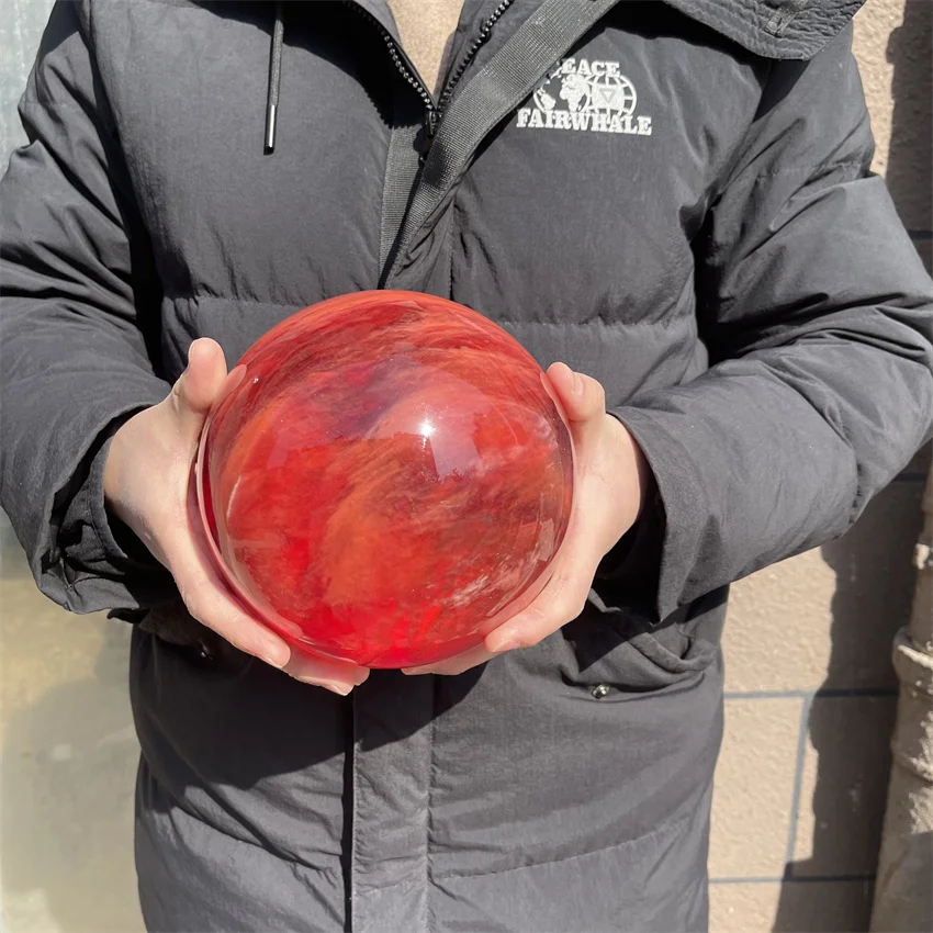 5.5kg High Quality Large RED Melting Stone Quartz Balls Feng Shui Crystal sphere Balls for Decoration