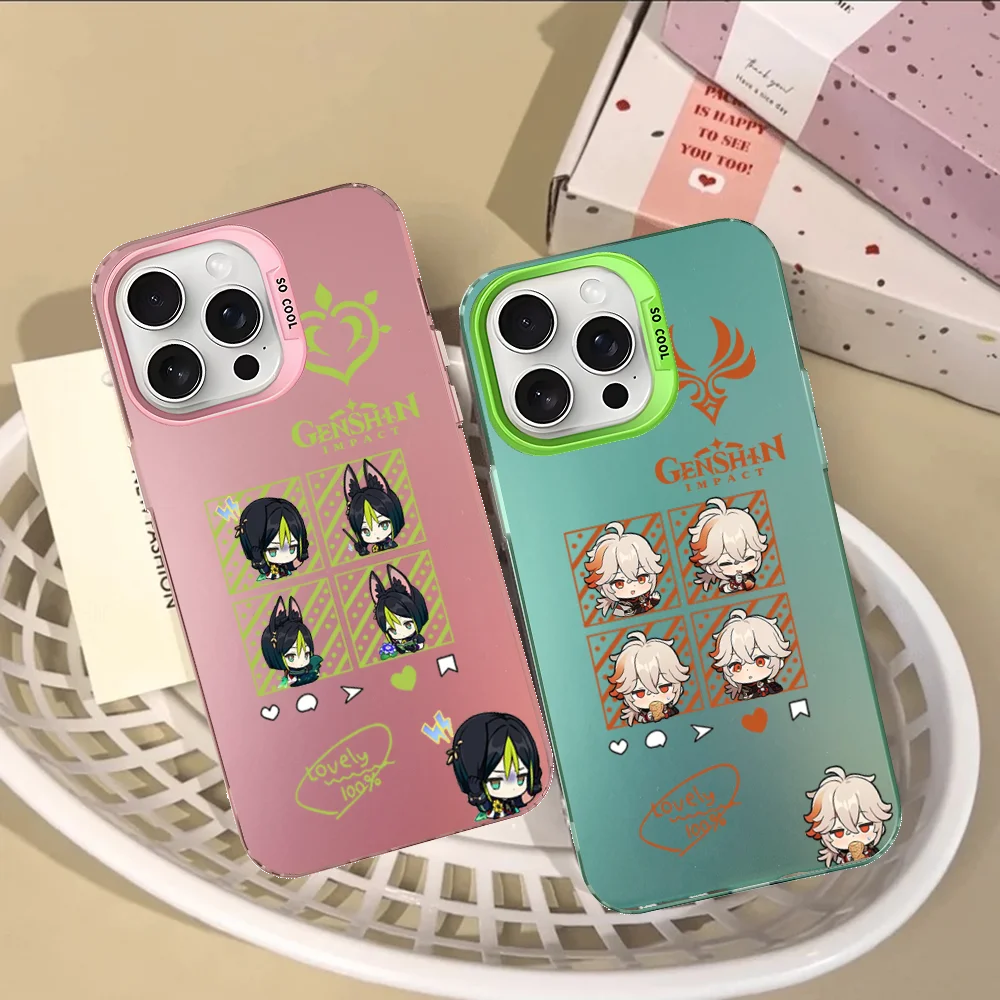 Genshin Impact Wanderer Nahida Alhaitham Mika Dehya Kaveh Phone Case IPhone 16 15 Pro Max Case 14 Plus 13 12 11 Color Silver