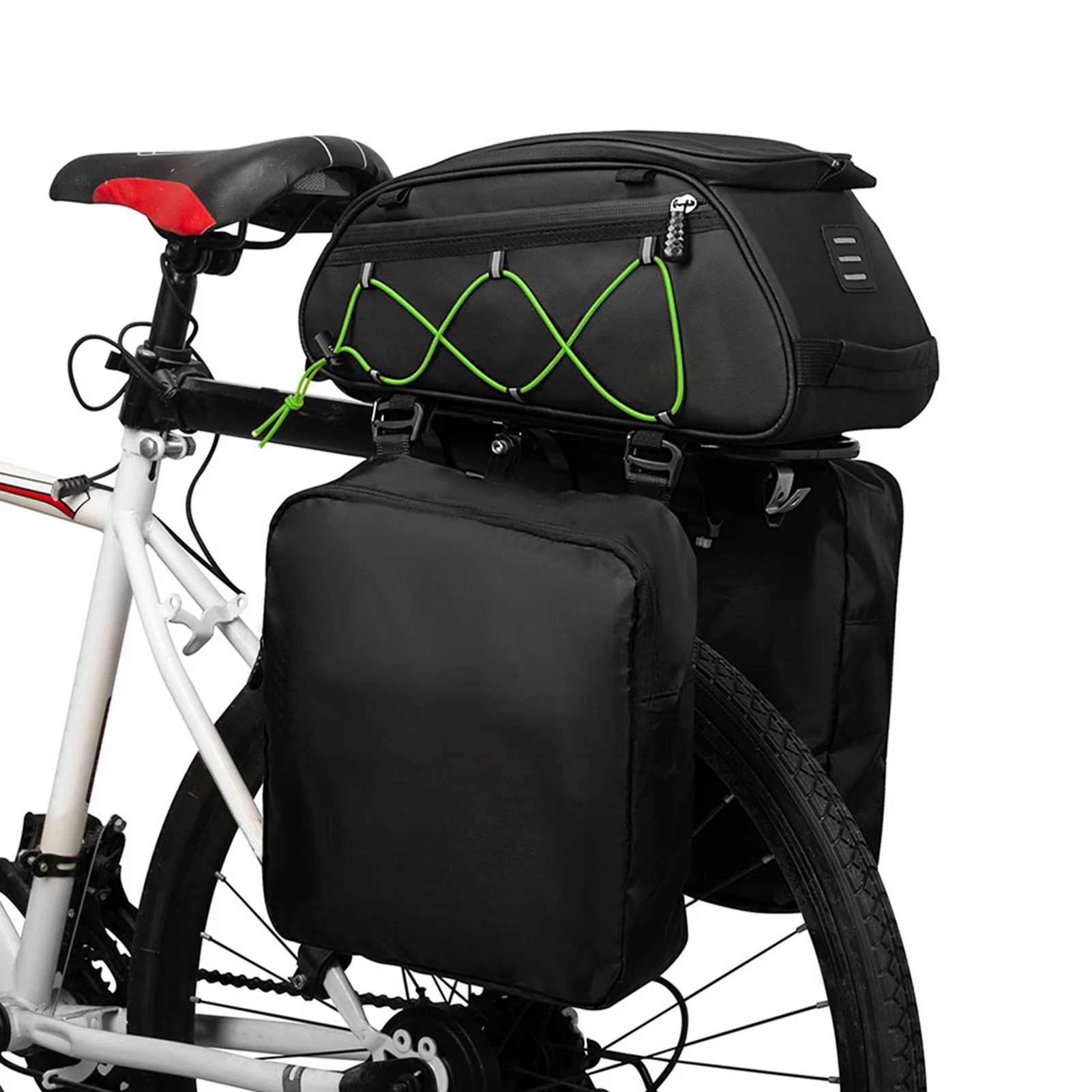 

3 in 1 Cycling Rack Bag Trunk Bag Water Resistant Cycling Rear Seat Bag Cooler Bag with 2 Side Hanging Bags Cycle Luggage Bag