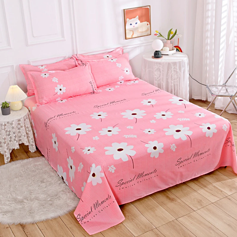 Floral Print Double Bed Set, Soft 100% Polyester Bedsheets Full Set, Home Bedroom Decor Bed Covers Bedding Kit Without Comforter
