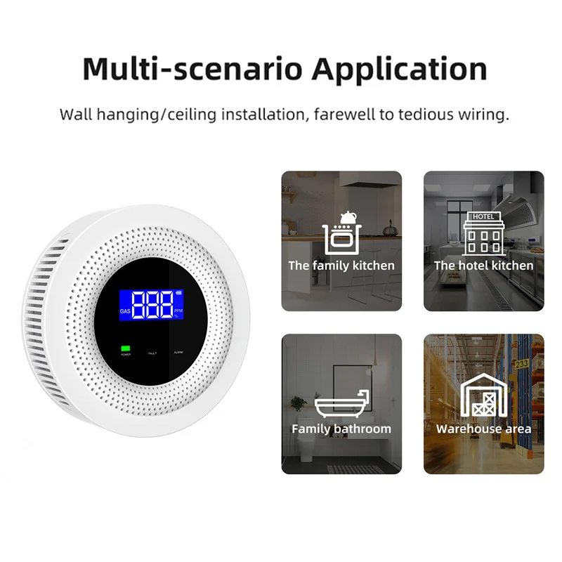 Tuya Smart Wireless WiFi Gas Leakage Detector Naturalgas Leak Sensor High dB Sound Alarm Compatible With Security Alarm System