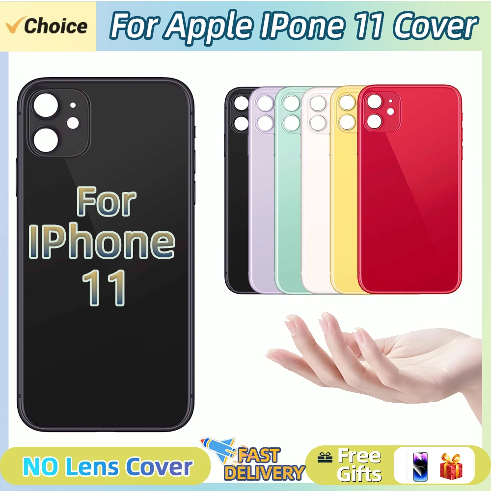 Cristal Trasero para iPhone 11, Tapa Trasera de Cristal, Reemplazo Rápido, Cubierta de Batería, Cristal Trasero con Orificio Grande, SIN Lente