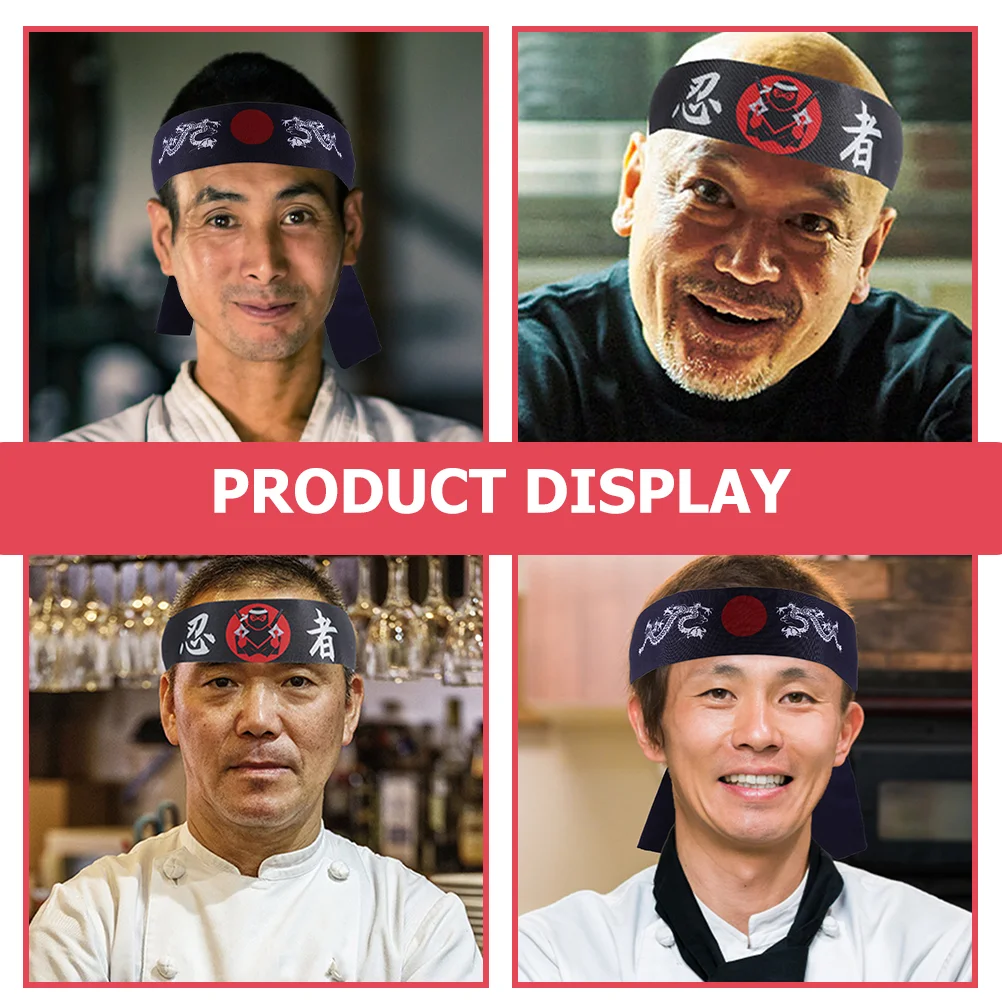 2 Pcs Ninja Headscarf Hachimaki Karate Chef Headband Accessory Cheerleader Party Hat Japanese Cooking Costume for Sports