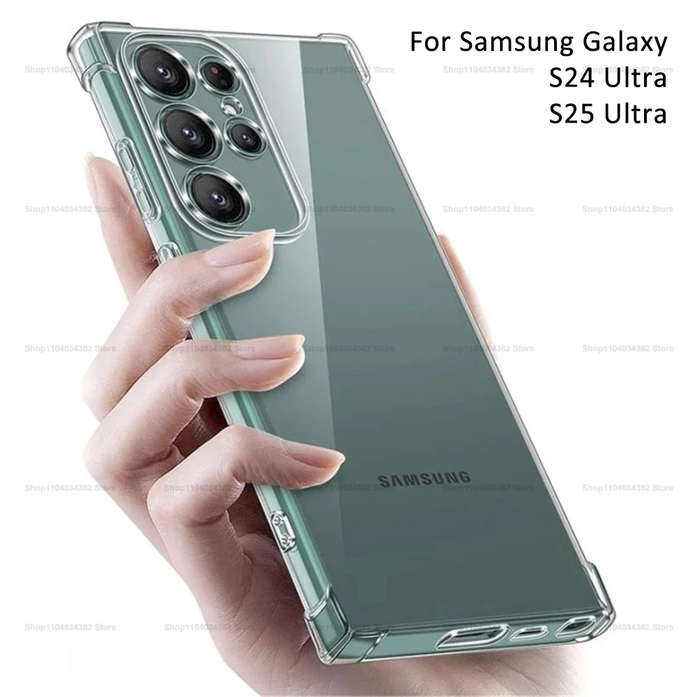 For Samsung Galaxy S24 Ultra Case Transparent Shockproof Cover Samsang S25 Ultra Funda Soft Silicone Coque S25Ultra S24Ultra 5G