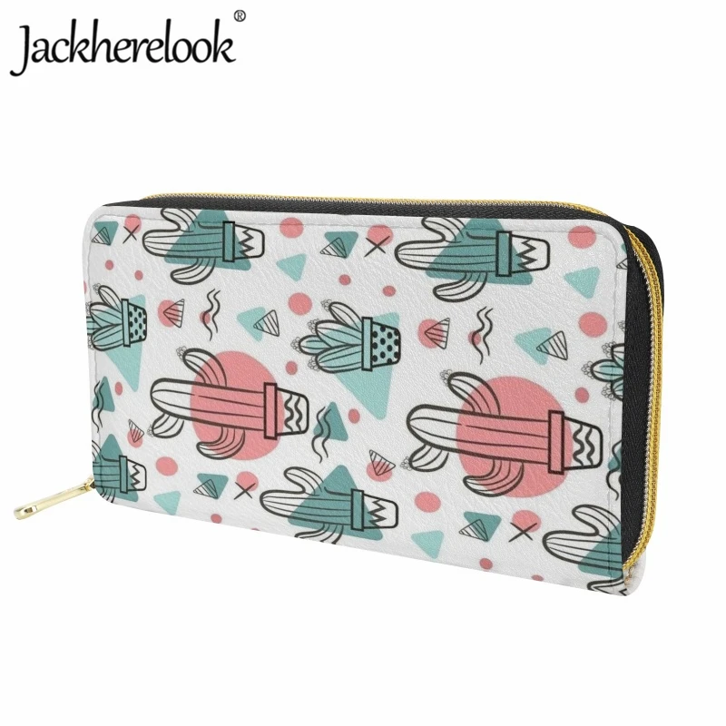 Jackherelook Fashion Women's Wallet Trendy New Cactus Pattern Printed Money Bag Girls Card Holder Purse Casual Leather Clutch