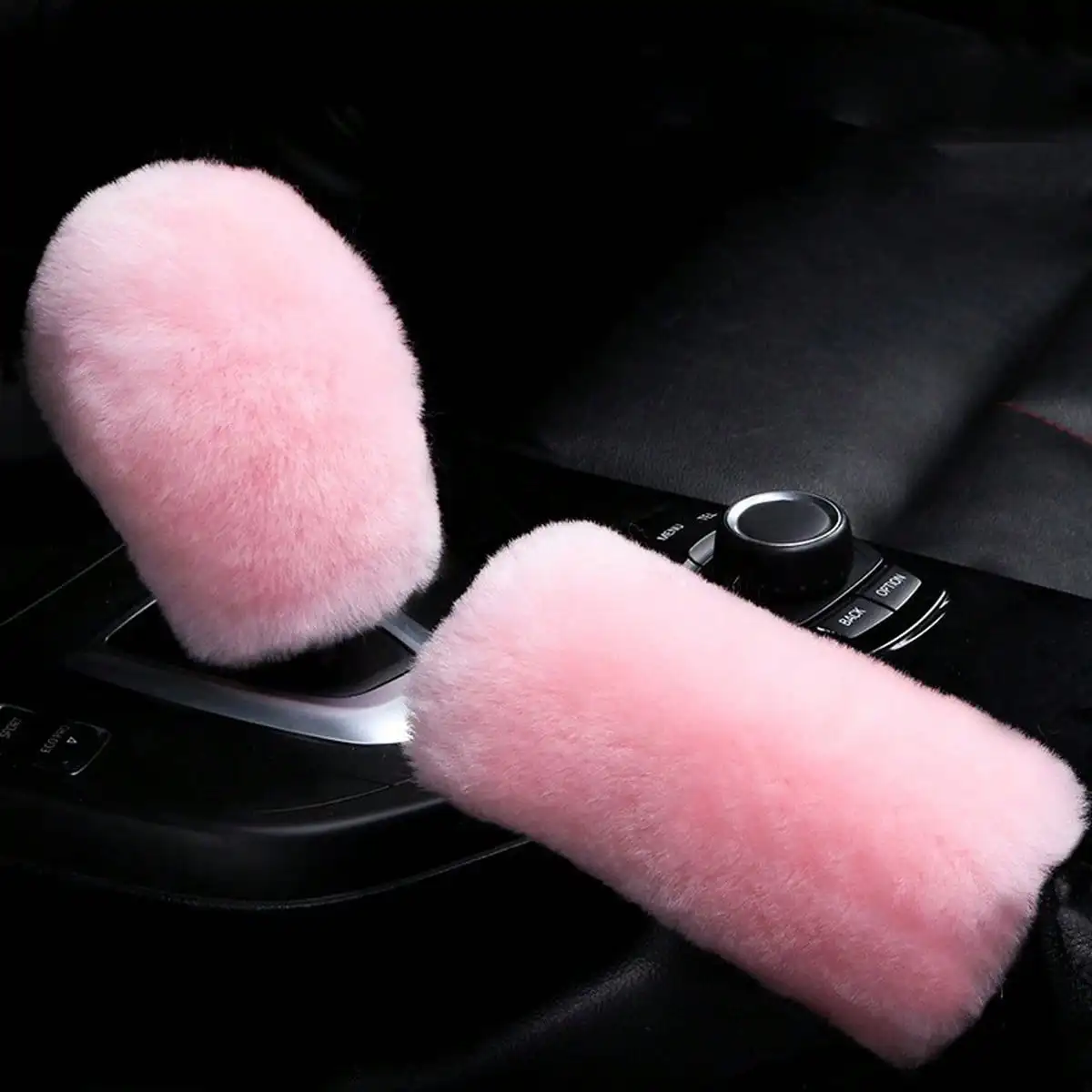 2Pc Car Winter Plush Handbrake Cover, Handlebar Cover, Decorative Gear Cover, Winter Warm Handbrake Cover, High Quality Universa