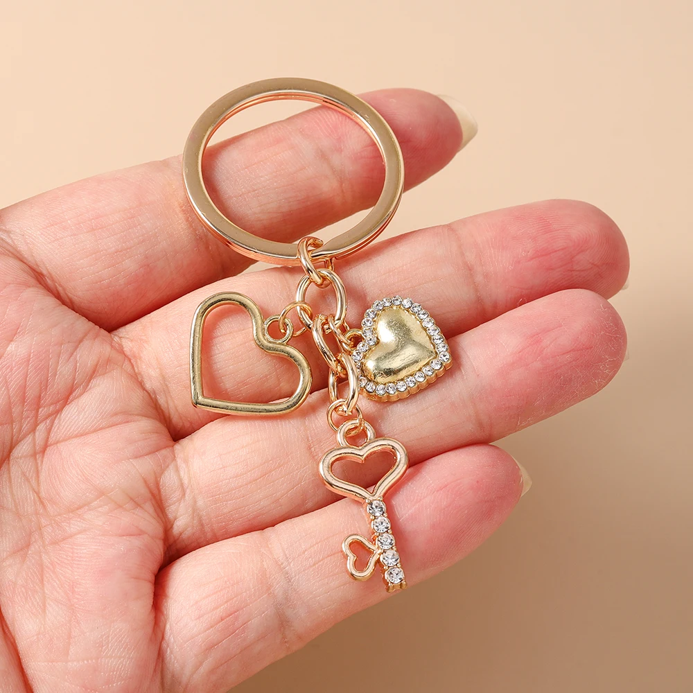 Aihua Fashion Herzförmiger Schlüsselanhänger für Frauen und Mädchen, Kristallherz-Schlüsselring, Handtaschenanhänger, DIY Handgemachter Schlüsselanhänger, Geschenke – Detail 4