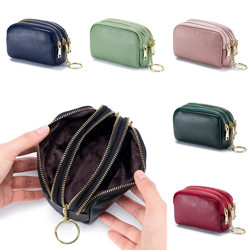 

Genuine Leather Mini Pocket Zipper Small Money Bag Female Wallet Women Wallet Purse Short Card Coin Key Holder Change Pouch