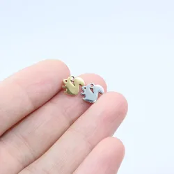 10pcs Stainless Steel Shiny Mini Squirrel Jewelry  Charms Pendant DIY Handcraft Waterproof Antiallergic