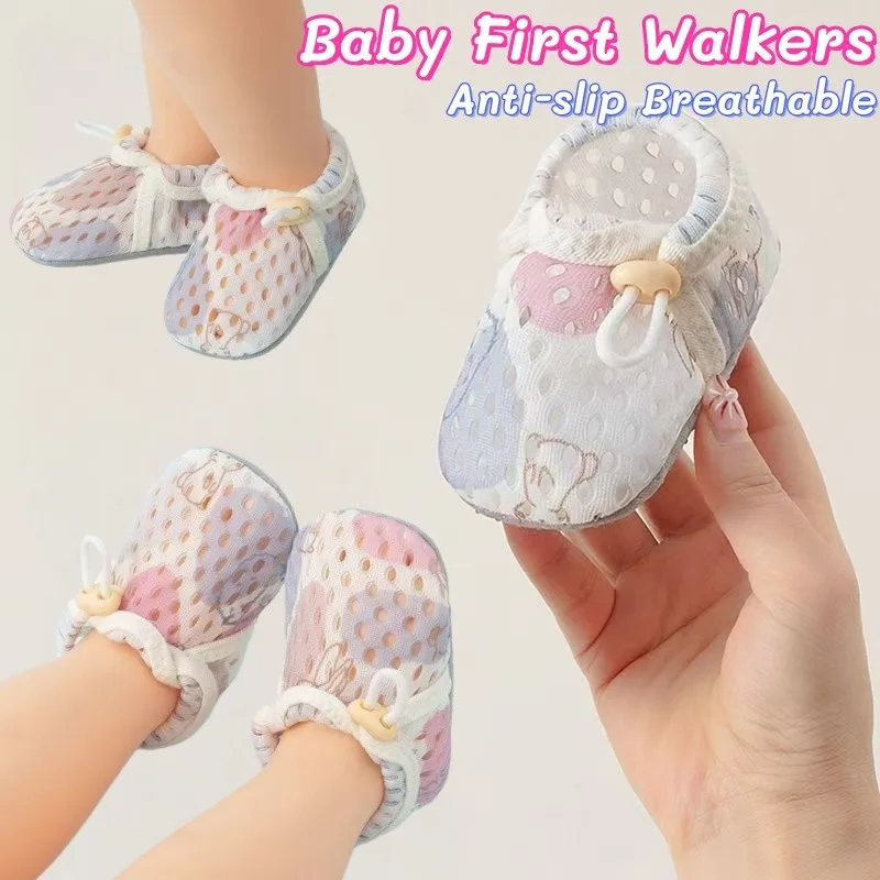 Anti-slip Soft Sole Baby First Walkers Breathable Mesh Toddler Learning Shoes for Infant Boys Girls Gift