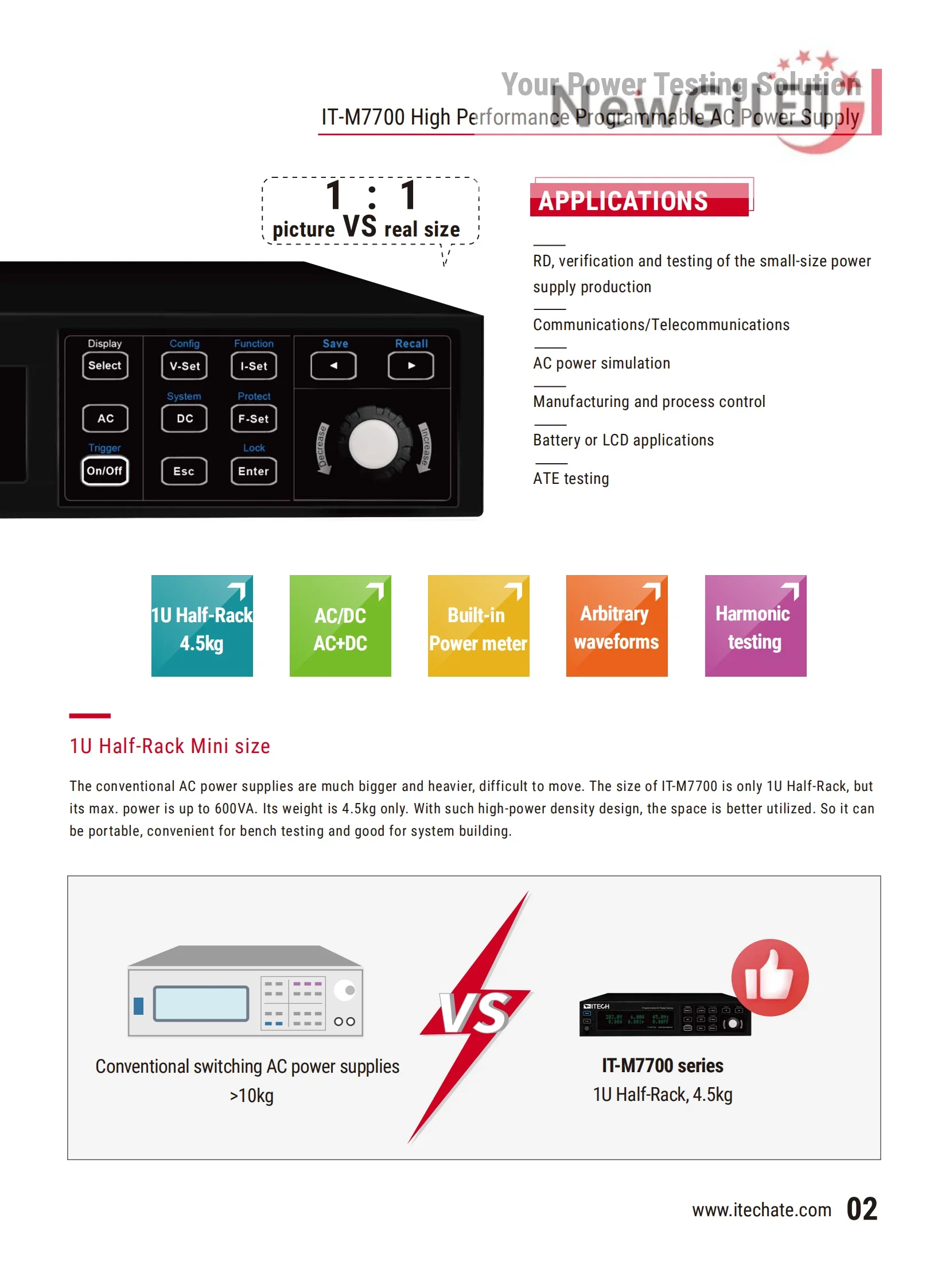 ITECH IT-M7721 IT-M7722 IT-M7722E IT-M7722D IT-M7723 IT-M7723E IT-M7723D IT-M7721L IT-M7722L Source d'alimentation ca programmable
