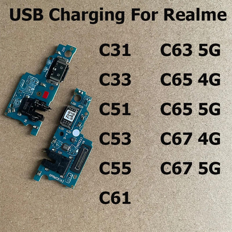 For Realme C67 C65 C63 C61 C55 C53 C51 C33 C31 4G 5G USB Charging Board Dock Port Connector Flex Cable Repair Parts Replacement