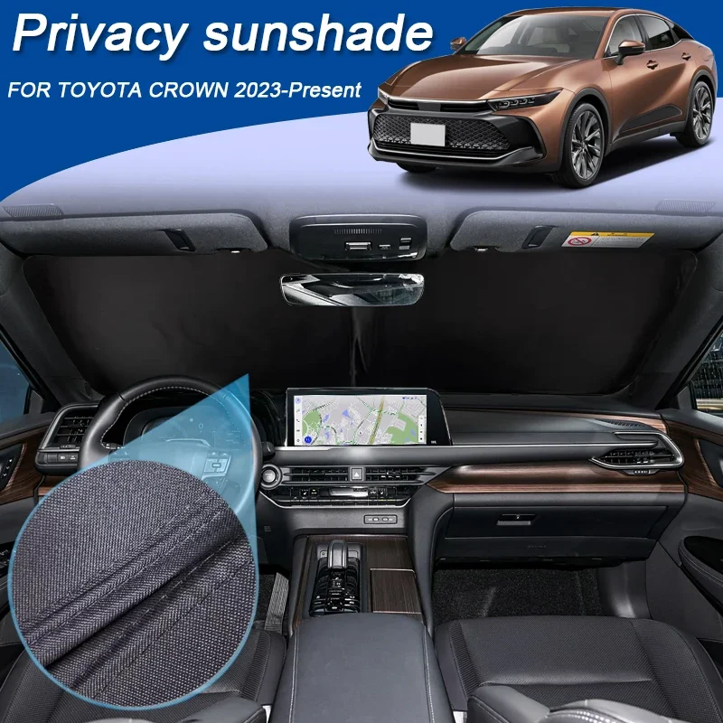 Car Black Window Privacy Sunshade For Toyota Crown 2023-Present Auto Anti-UV Heat Insulation Protect Cover Interior Accessory