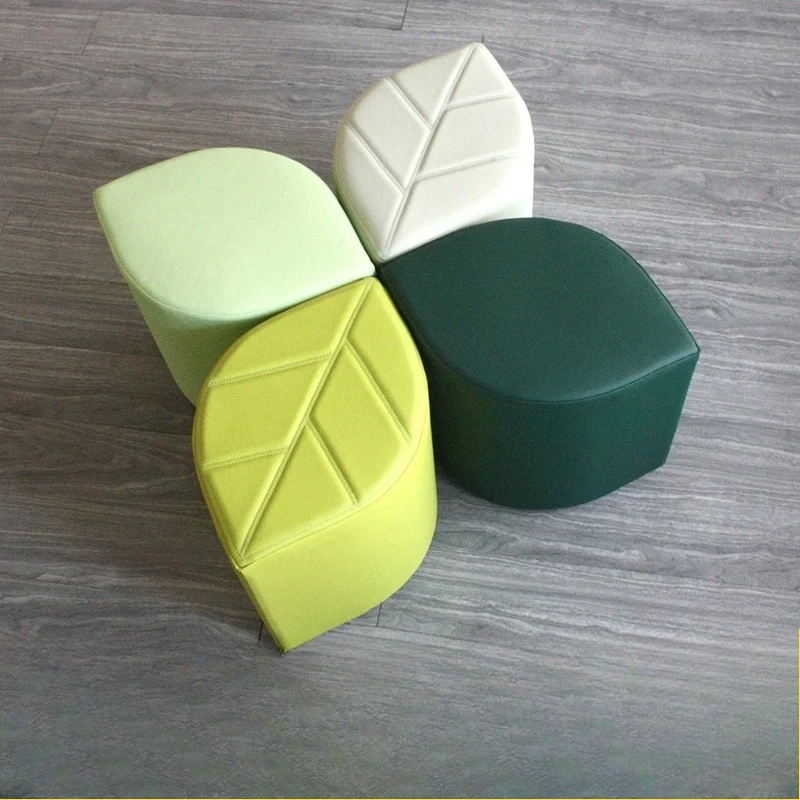

Nordic leather art small stool custom shoe changing living room low simple creative sofa leaf-shaped fashion