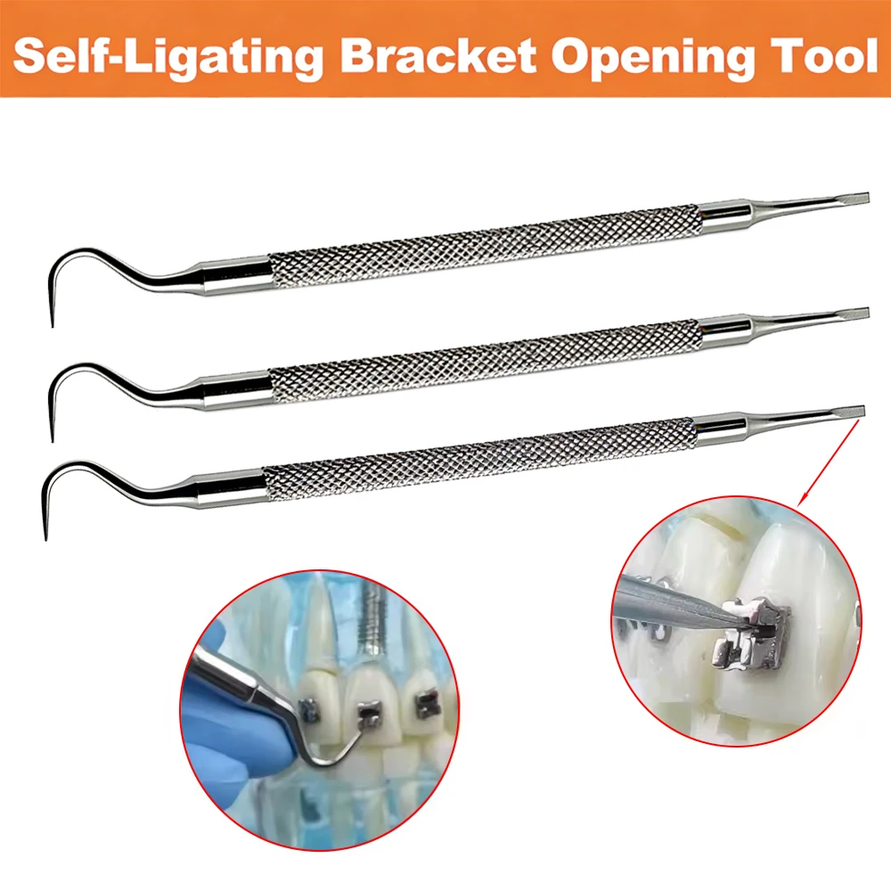 

3PCS Passive Self Ligating Bracket Opener Stainless Steel Orthodontic Instrument for Dental Clinics and Ortho Use