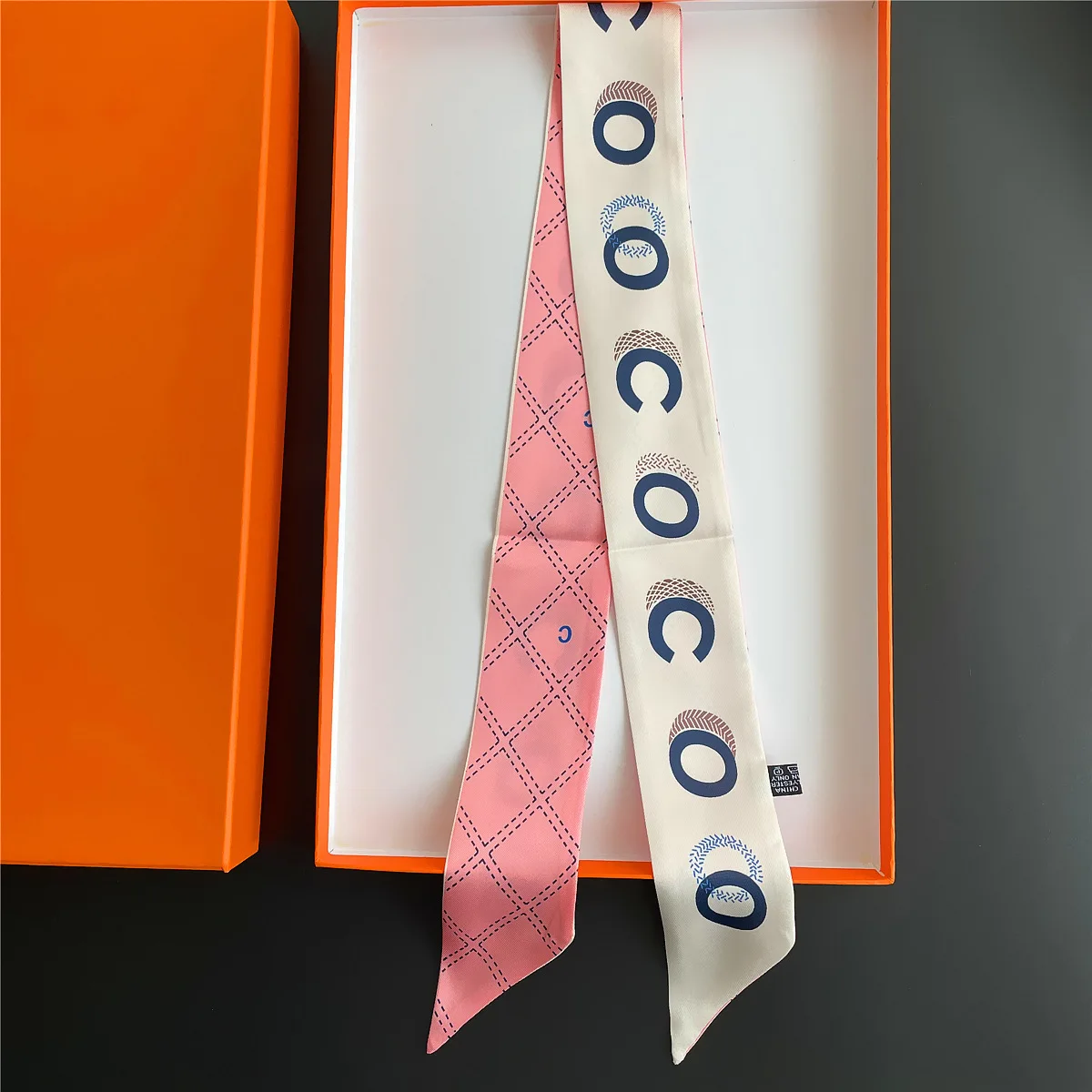 2023 New Design Women Silk Scarf Luxury Fashion Hairband Small Long Ribbon Bag Scarves Foulard Headscarf