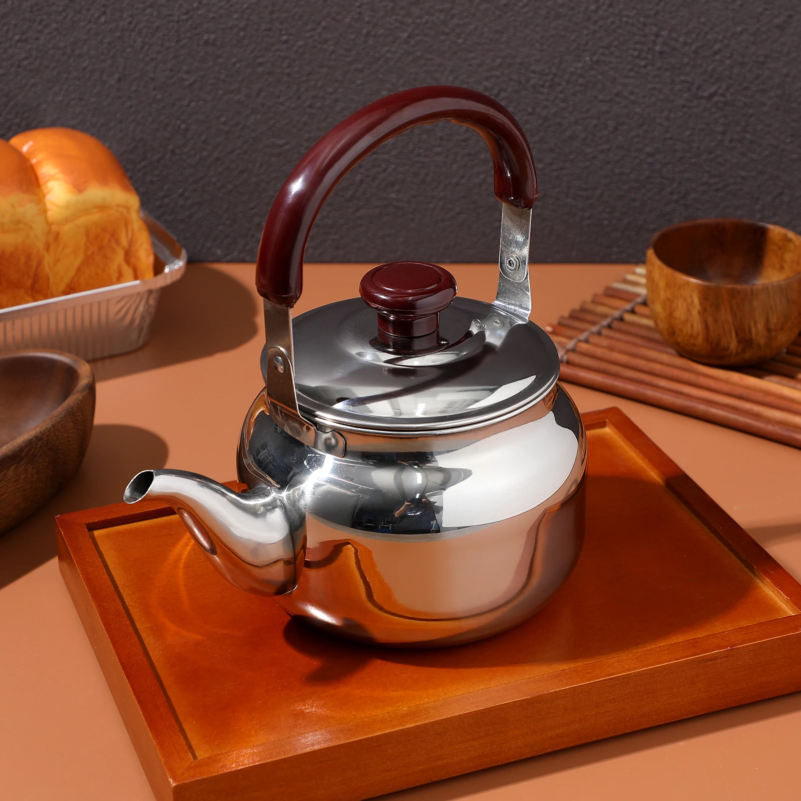 

750Ml Stainless Steel Whistling Heavy Duty Stove Top Tea Kettle For Gas Induction Cooker Boiling Water Pot Kitchen Teakettle