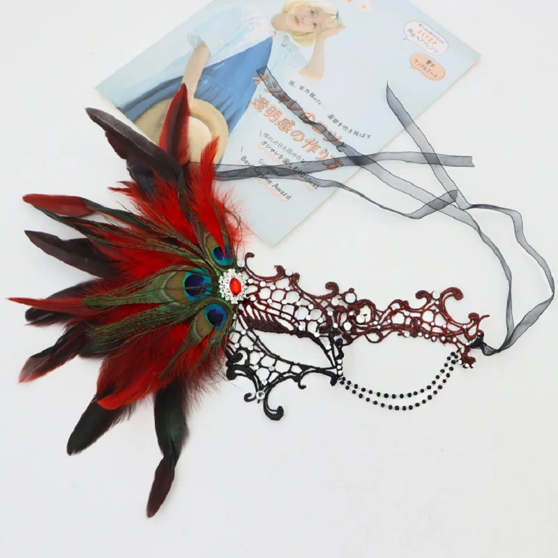 

Lace Studded Eye Mask with Feather Fashionable Sleep Mask for Women Elegant under Eye Mask with Feathers