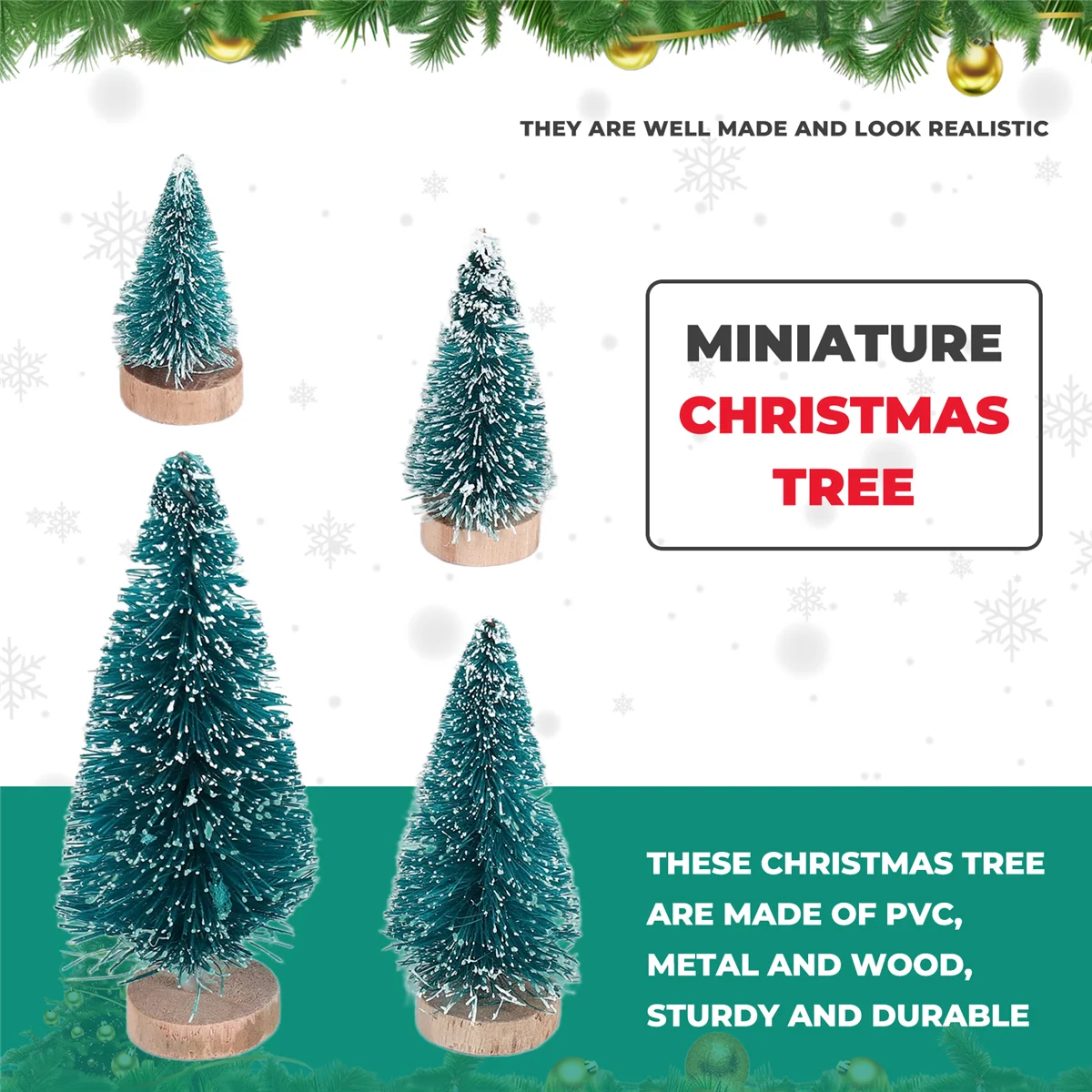 NOCM 50PCS Miniature Artificial Christmas Tree Small Snow Frost Trees Pine Trees Christmas DIY Party Decoration Crafts