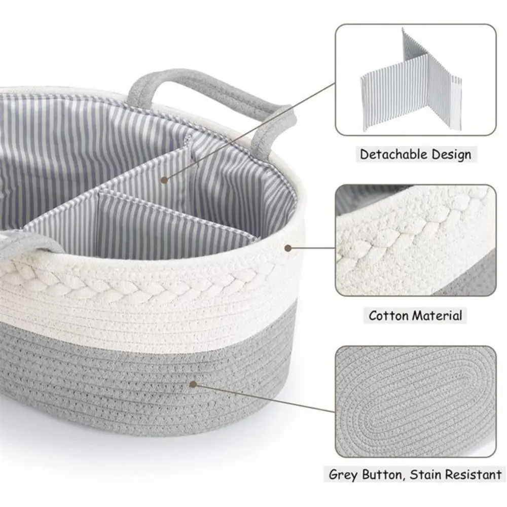 Multifunctional Baby Diaper Storage Basket Cotton Mommy Bag Rope Diaper Bag Nappy Bag Nursery Storage Bin Tote Bag Outdoor