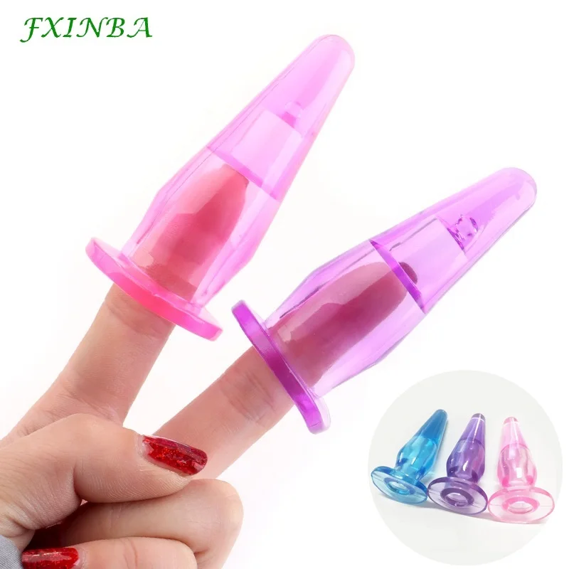 FXINBA Mini Finger Butt Plug Anal Sex Toys for Men Women Vagina Dilator Jelly Anal Plug Prostate G-Spot Massager Dildo