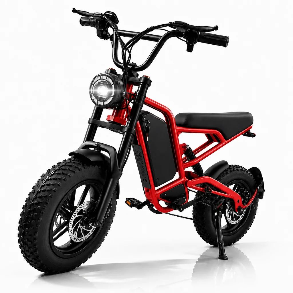 IKING 55pro Off-Road Electric Bike 1000W Motor 48V 15AH 16" Fat Tire All-Terrain E-Bike Full Suspension Dual Disc Brake for Adults
